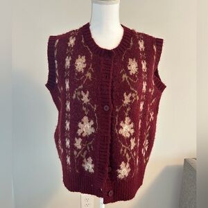 Blu Pepper Burgundy Floral Sweater Vest